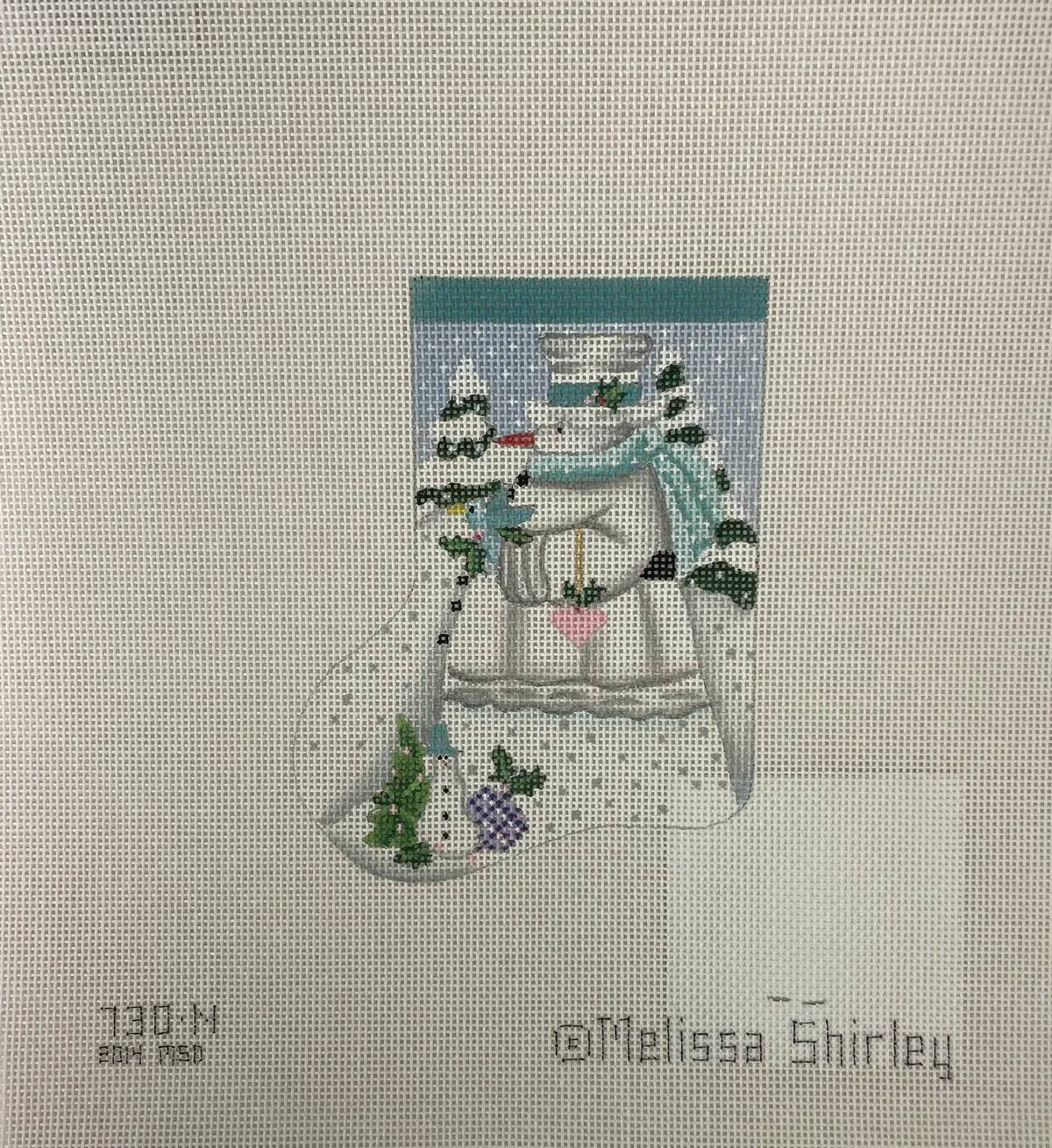 Melissa Shirley 730N Winter White Snowman Mini Stocking 1