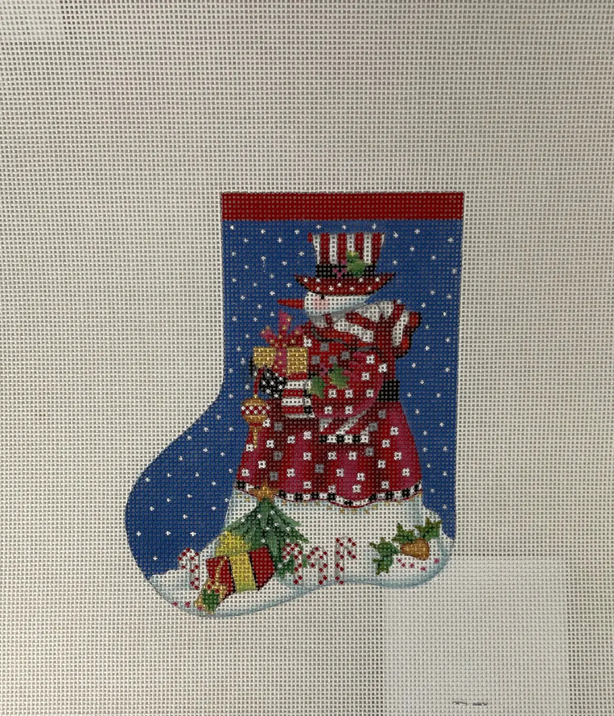 * Melissa Shirley 0730E Candy Cane Snowman Mini-Sock 1