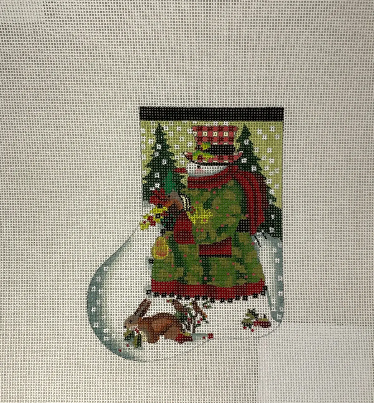 * Melissa Shirley 0730F Holly Snowman Mini-Sock 1