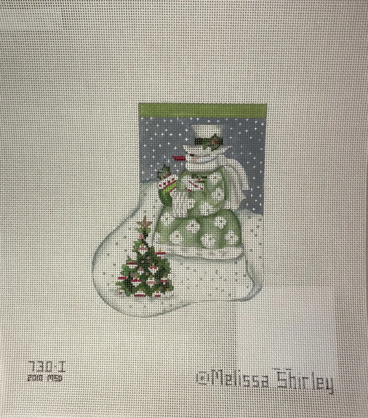 * Melissa Shirley 0730I Wintergreen Snowman Mini-Stocking 1