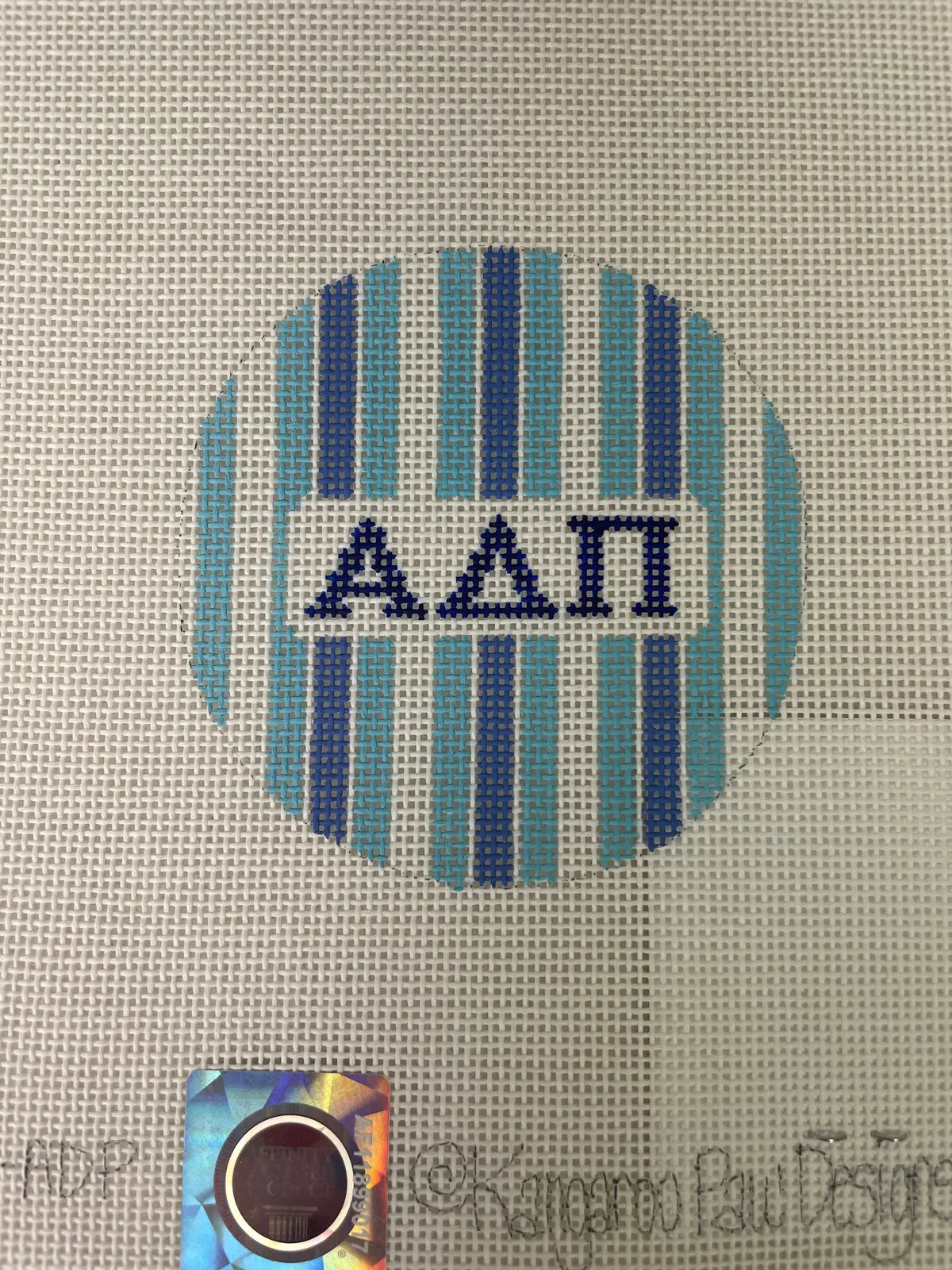 Kangaroo Paw Designs 3R2 Alpha Delta Pi - 3Inch Round With Stripes 1