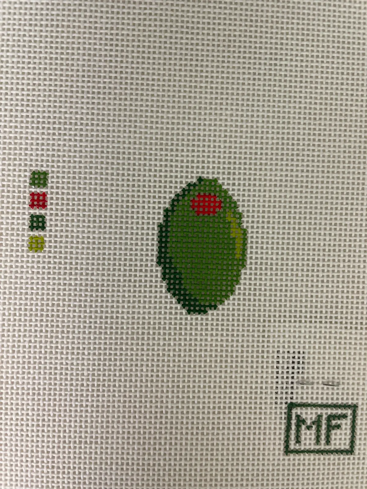 Mf Needlepoint Olive Mini Bag Charm 1