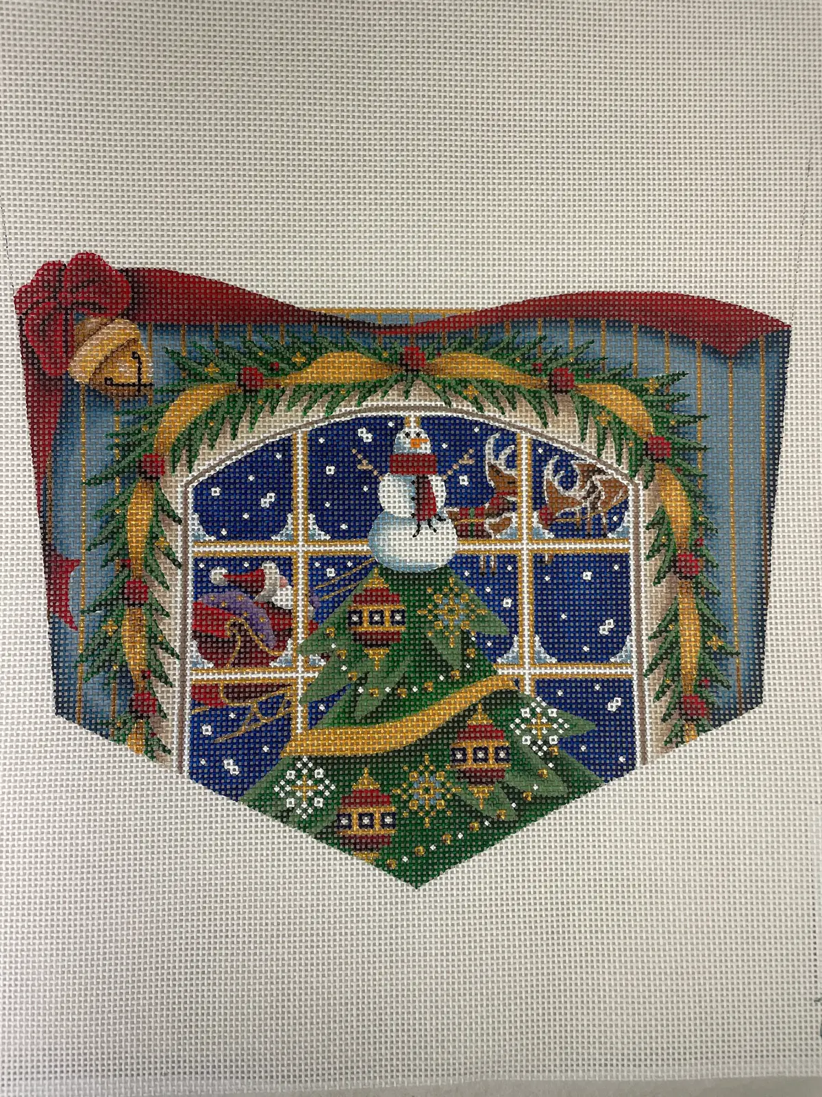 * Rebecca Wood 1474A Angel Tree Christmas Stocking Cuff- 13 Mesh 1