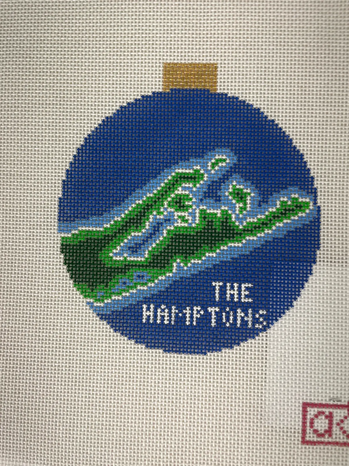 * Ann Kaye Aok89 Montauk And The Hamptons Map Ornament 1