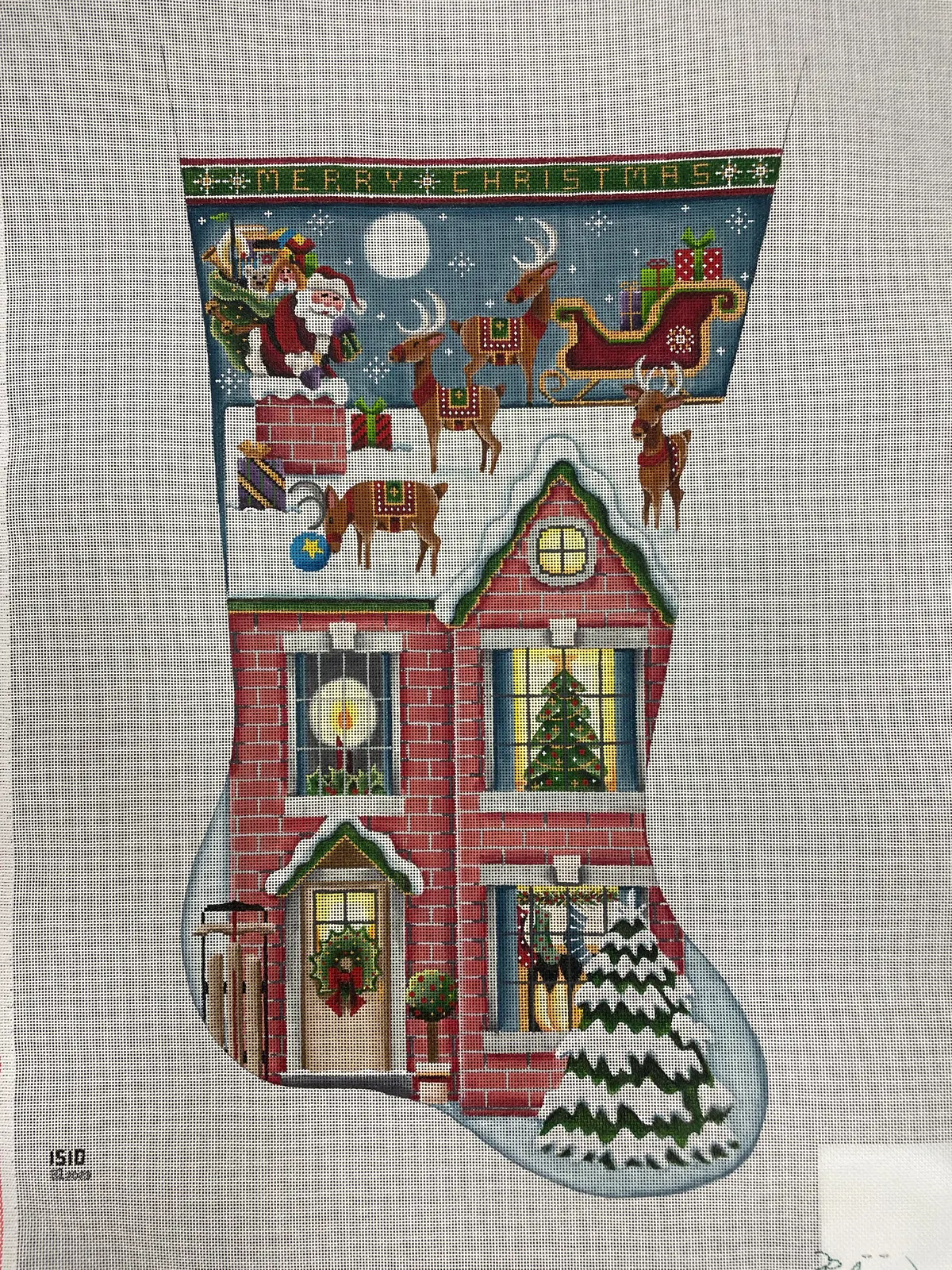 * Rebecca Wood 1510 Merry Christmas Stocking- Right Facing- 18M 1