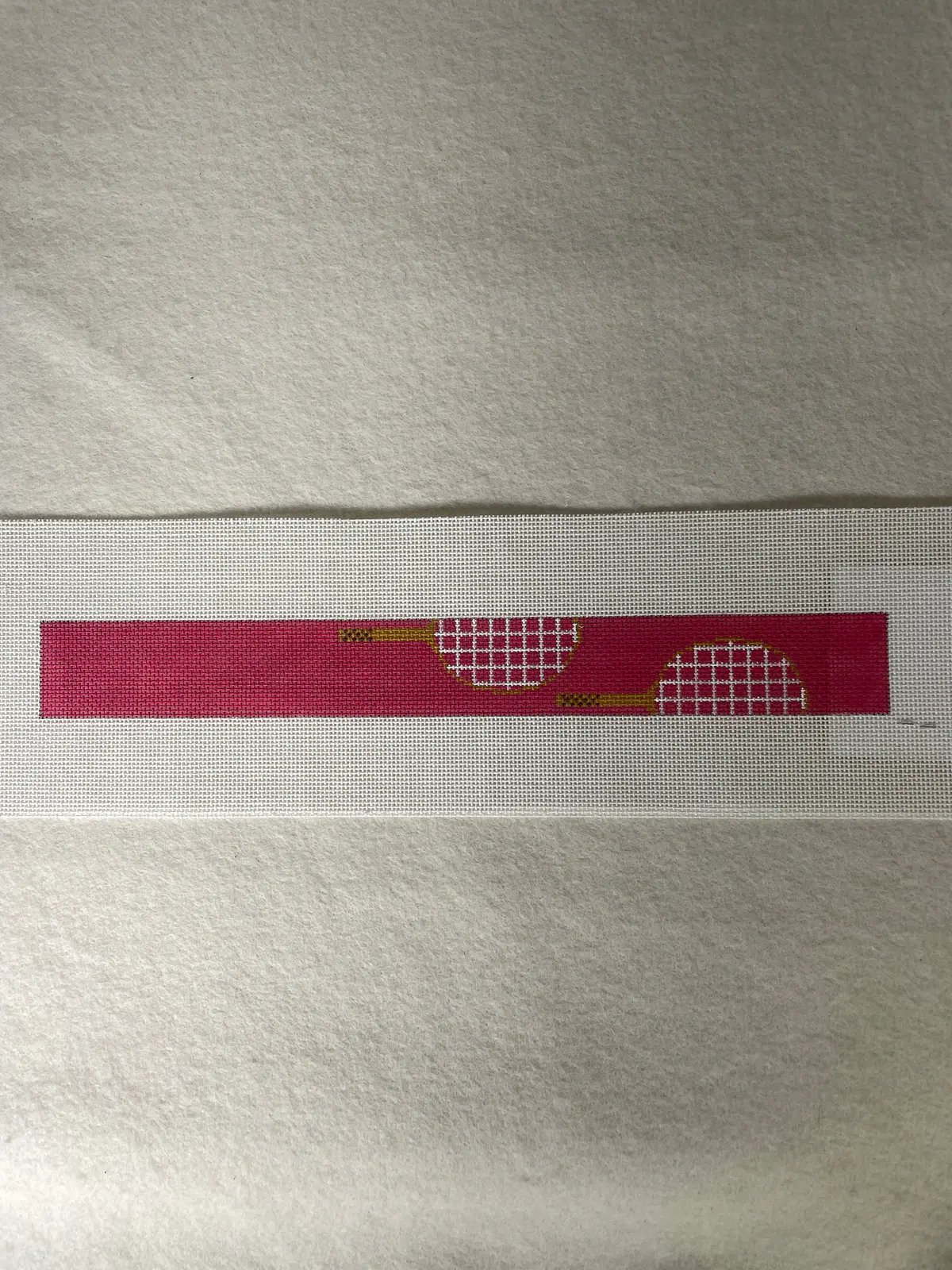 *Elm Tree Needlepoint Designs Kc2540e Tennis Rackets- Pink Loop Key Chain 1