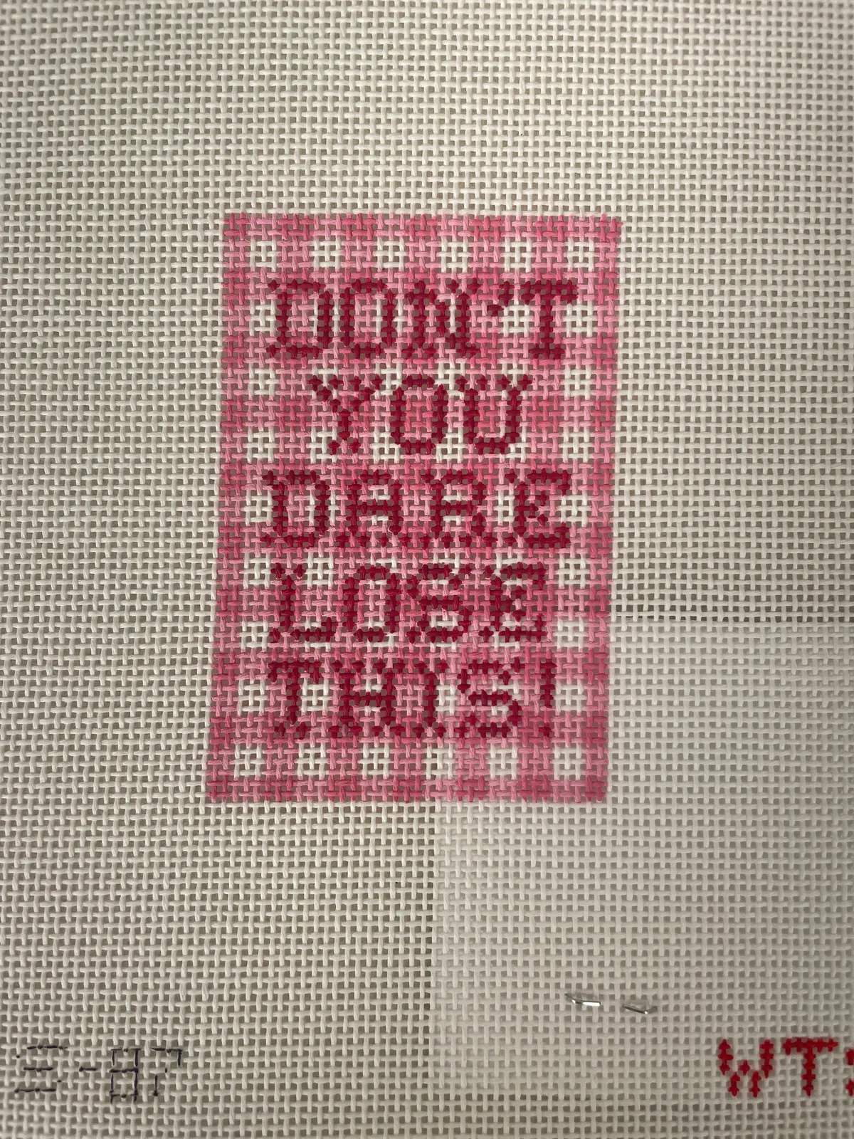 * What's The Stitch Needlepoint / Don't You Dare Lose This Luggage Tag 1