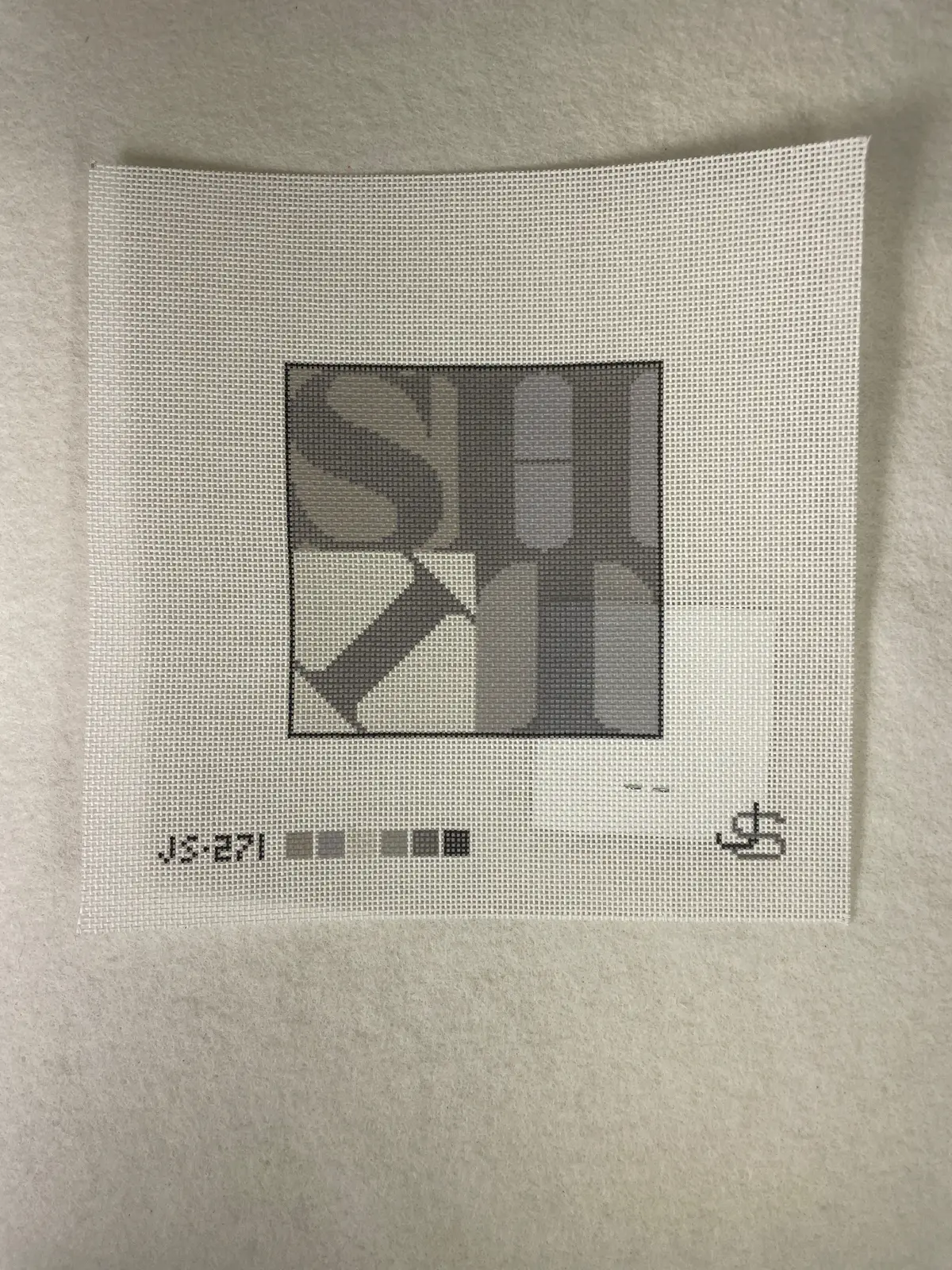 * Jeni Sandberg Js271b Shit 4 Inch Square Needlepoint Coaster - Grayscale 1