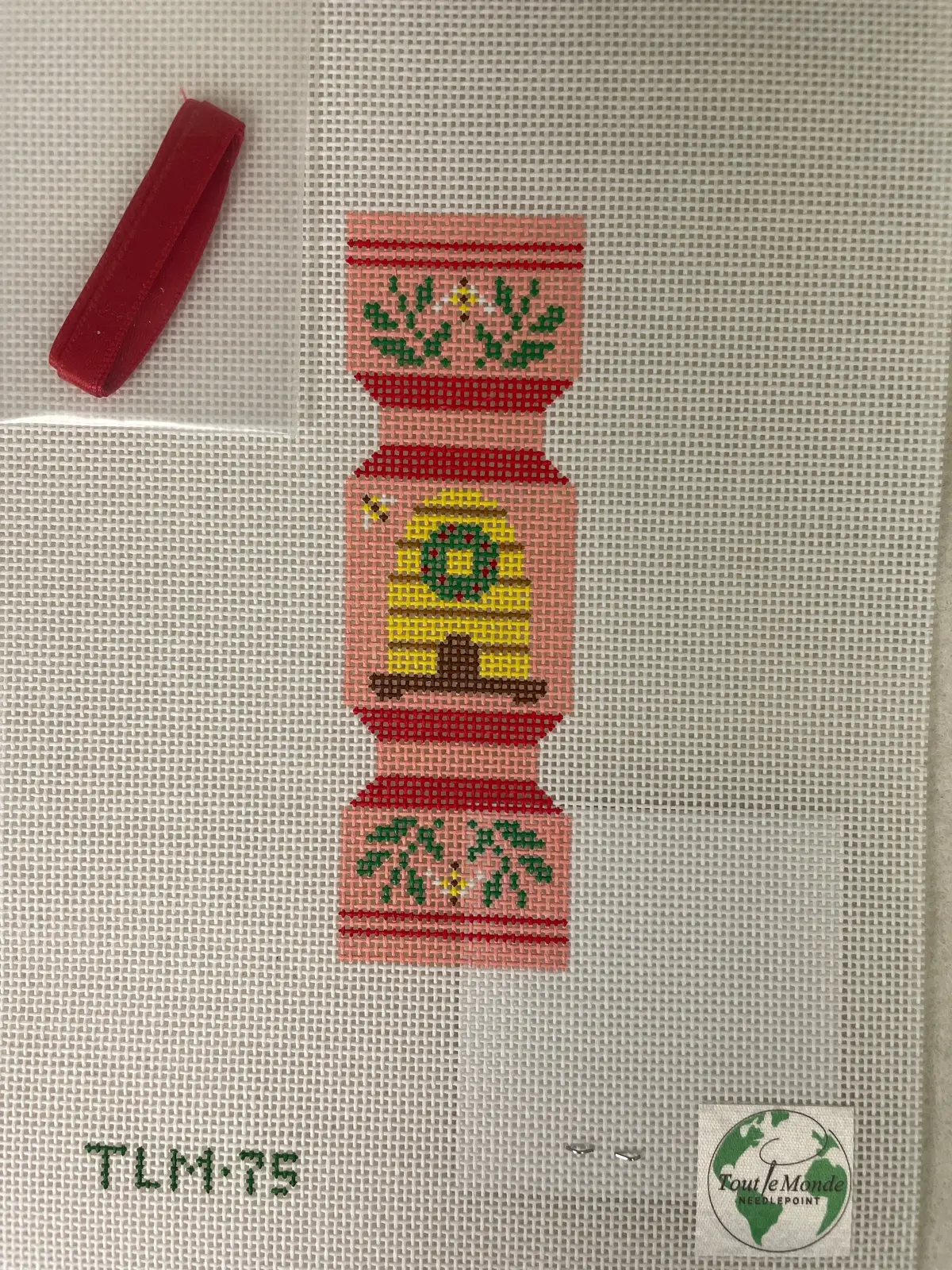 * Tout Le Monde Needlepoint Tlm75 Christmas Cracker- Holiday Hive (W/ Red Ribbon) (Copy) 1