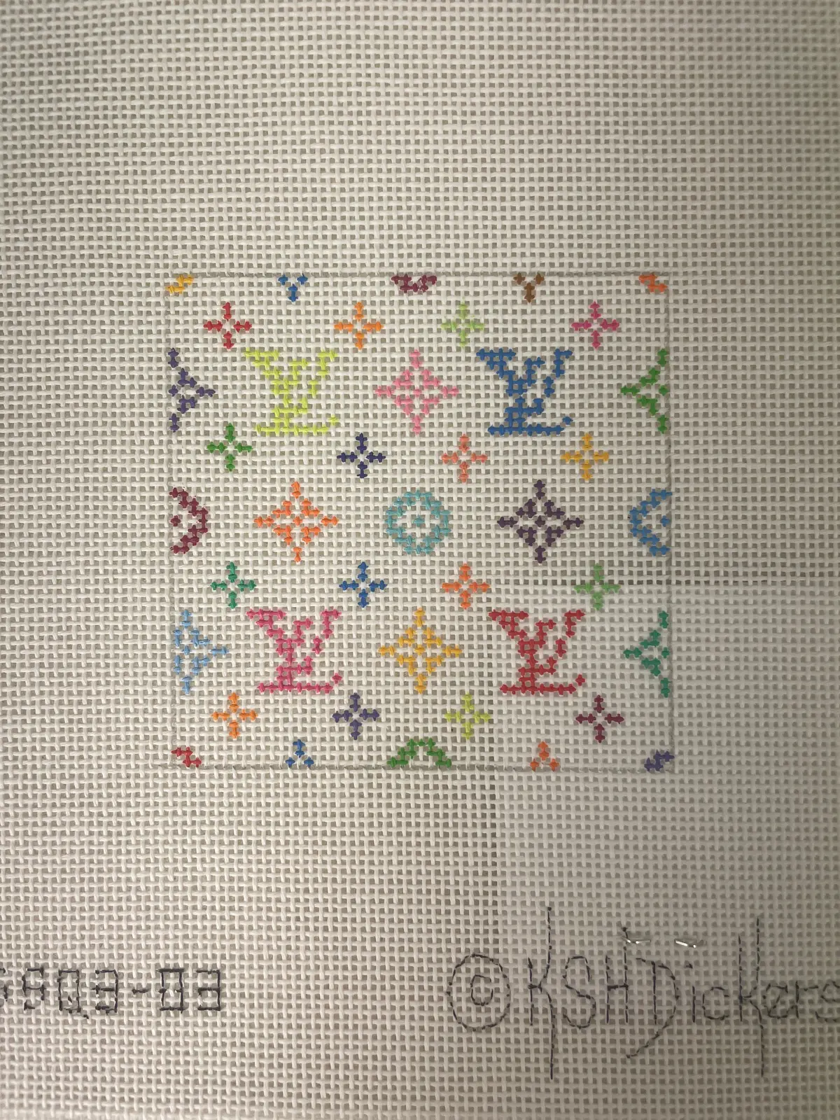 * Kate Dickerson Inssq303 Planet Earth 3" Square Insert- Louis Vuitton, Multi Color On White 1