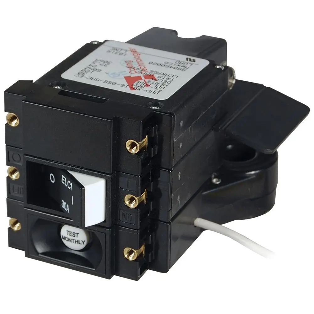 Blue Sea A-Series Elci Main Circuit Breaker - Double Pole 120V Ac 30A - Flat Rocker [3102100] 1