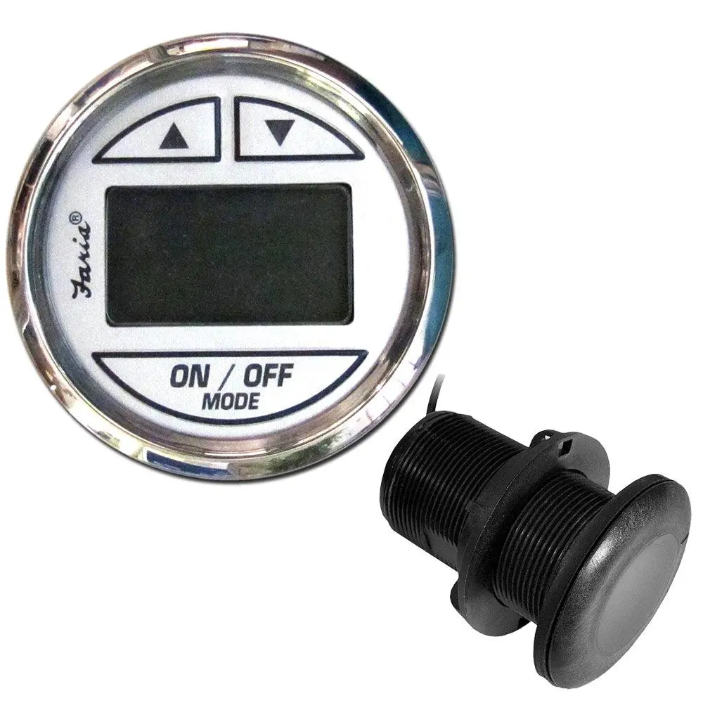 Faria Chesapeake White Ss 2" Depth Sounder W/Thru-Hull Transducer [13894] 1