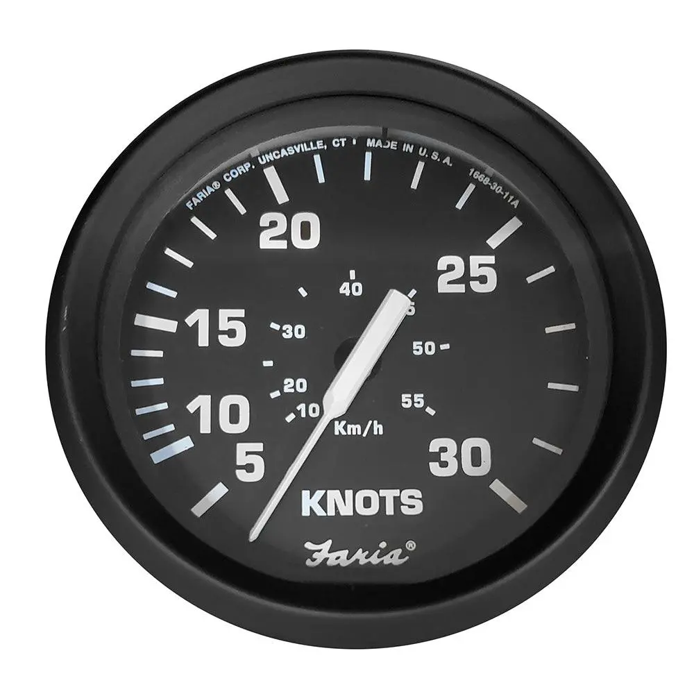 Faria Euro Black 4" Speedometer - 30 Knot (Pitot) [32809] 1