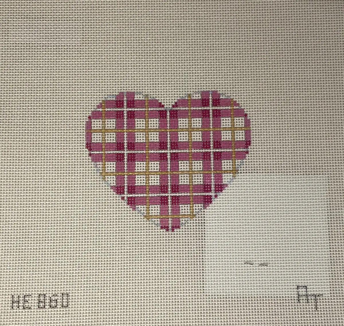 * Associated Talents He860 Pink/Gold Plaid Heart 1