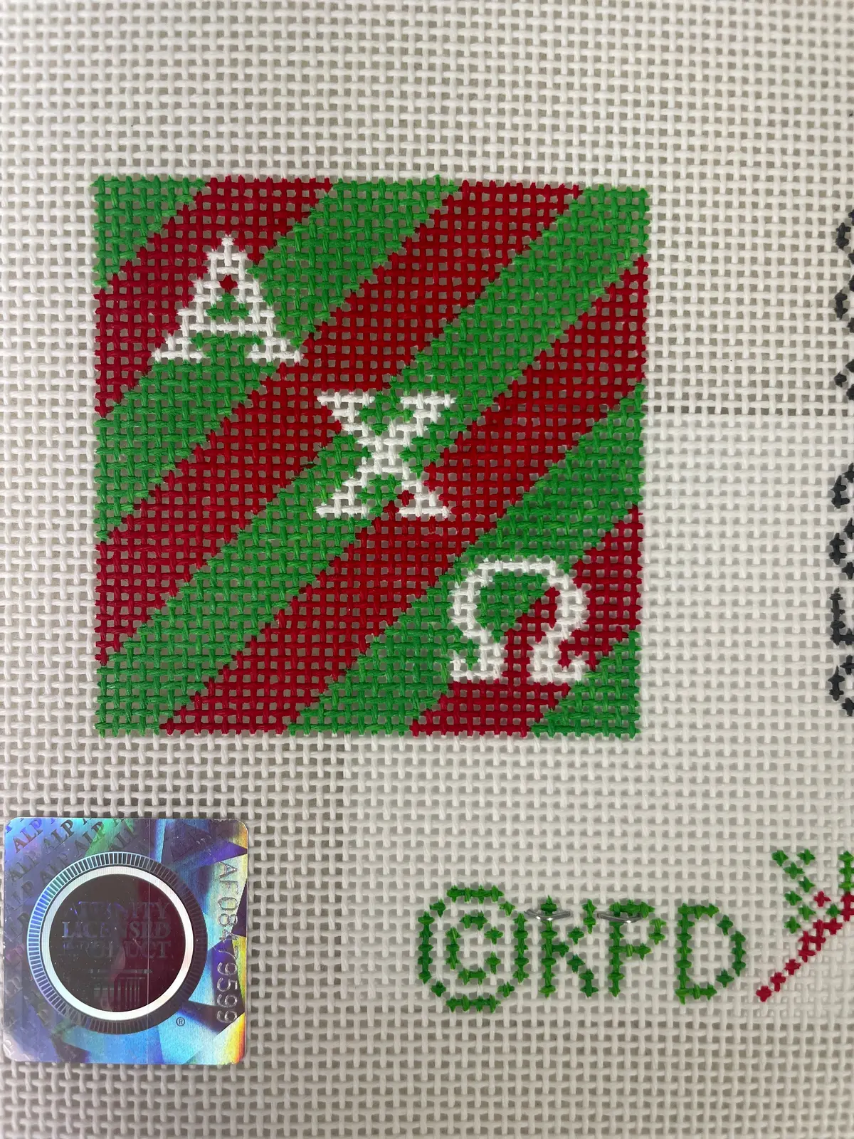 Kangaroo Paw Designs 2E23 Alpha Chi Omega 2Inch Stripe Square 1
