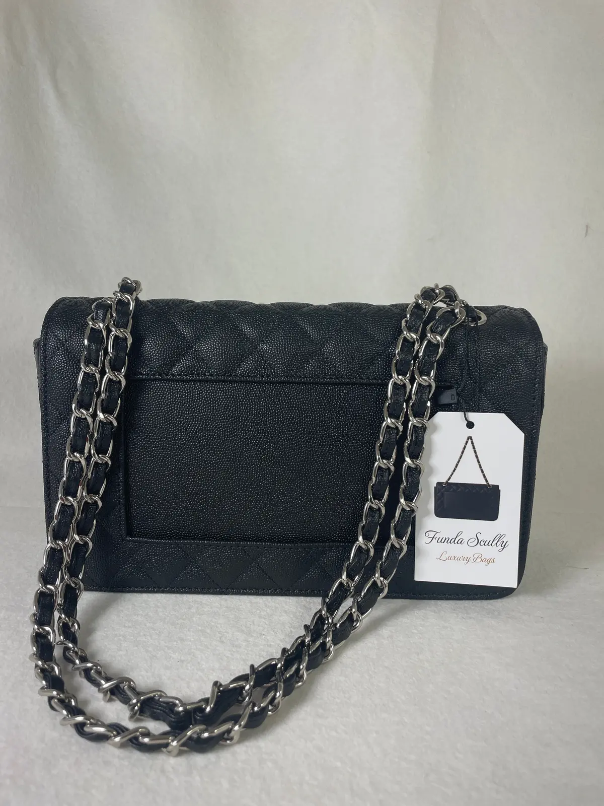 Funda Scully- The Efsun Luxury Leather Purse- Black With Silver Hardware 1