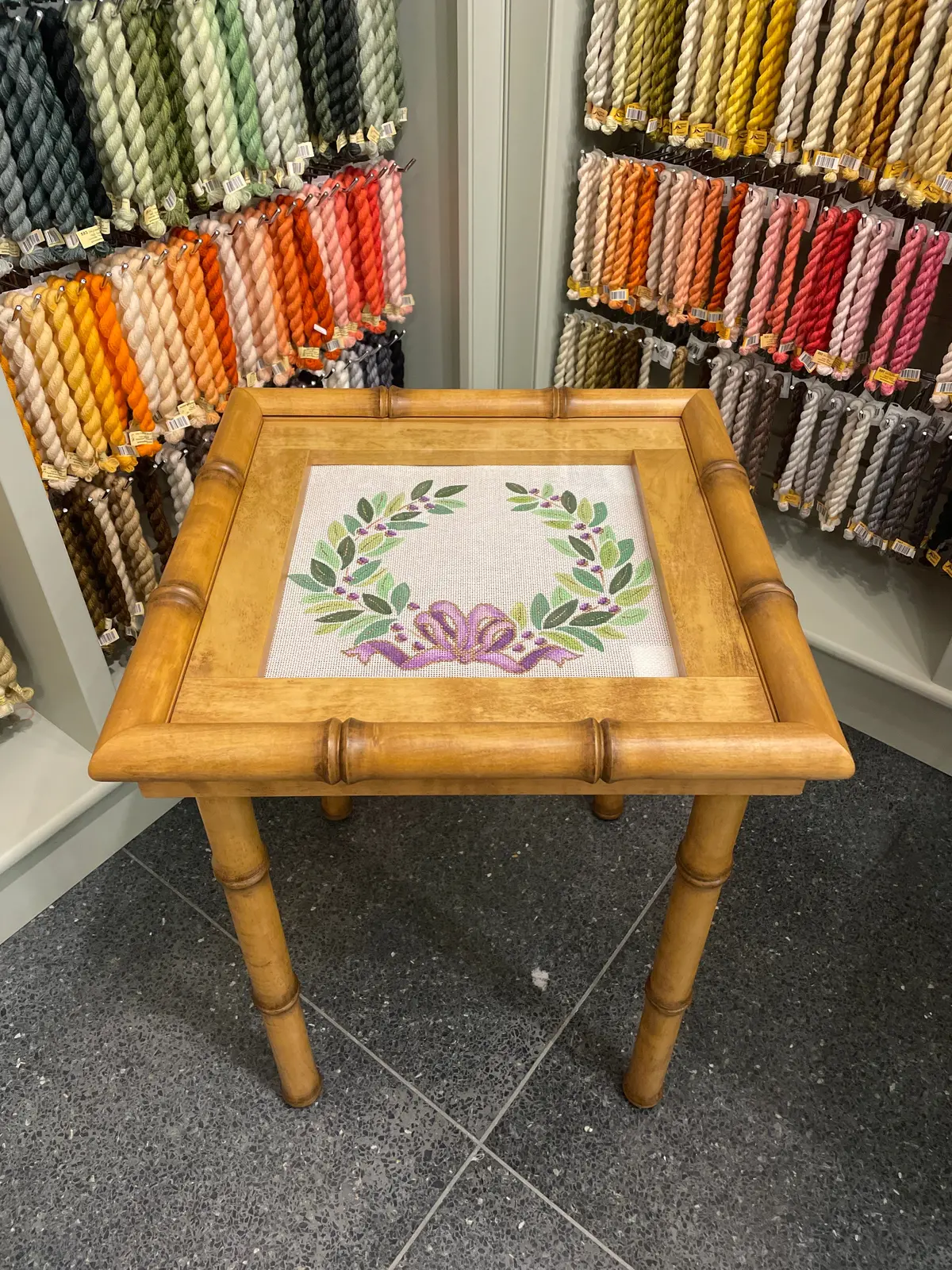 Nriched Needlepoint Self Finishing Bamboo Needlepoint Table- Natural 1