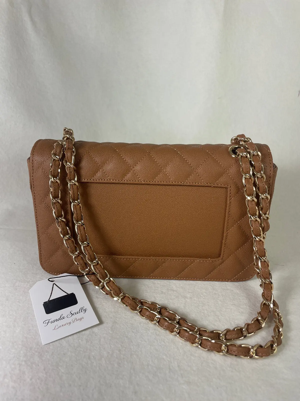 Funda Scully- The Efsun Luxury Leather Purse- Camel With Gold Hardware 1