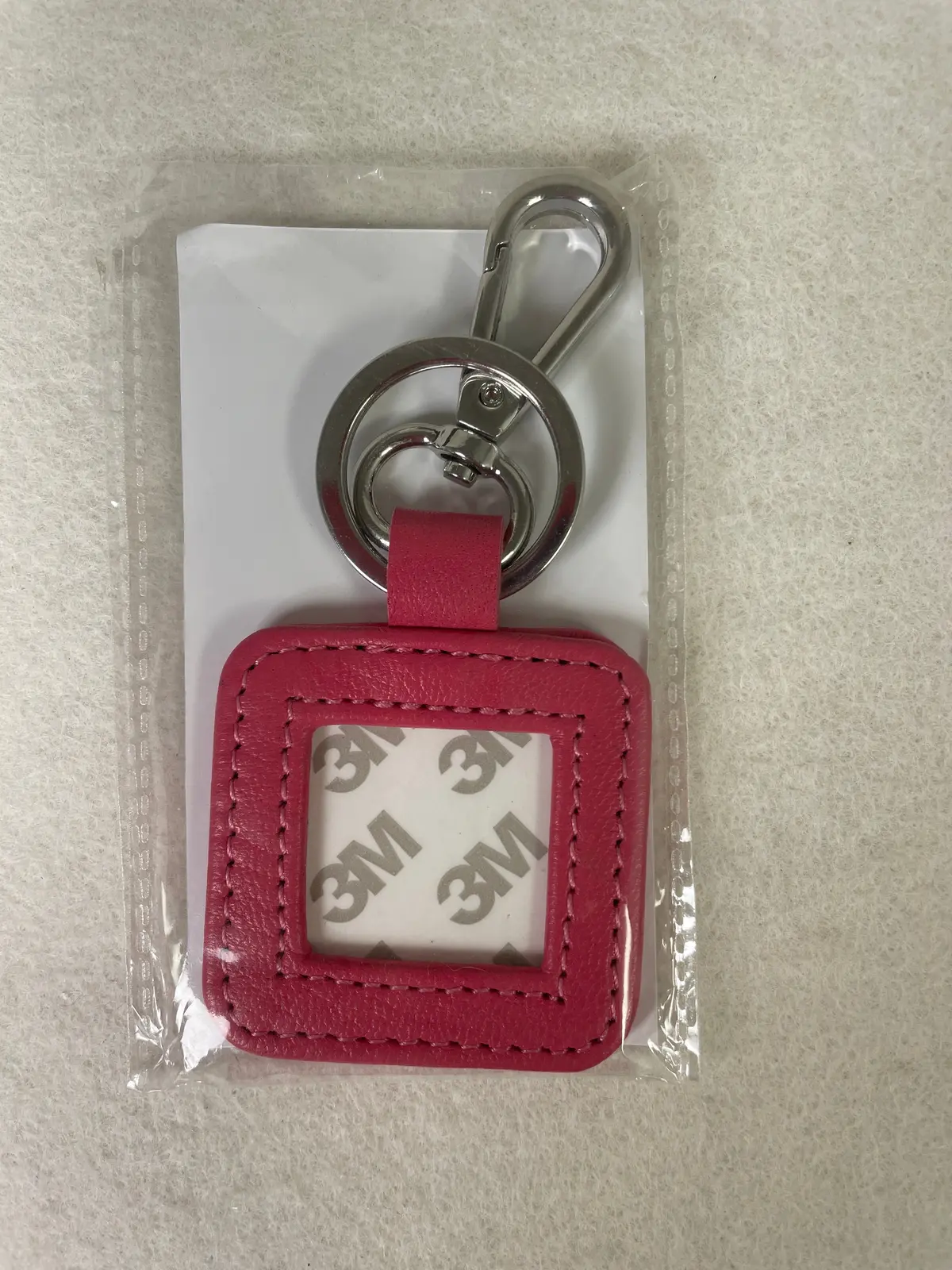 * Blue Waters Needlepoint Leather Key Fob- Hot Pink With Silver Hardware 1