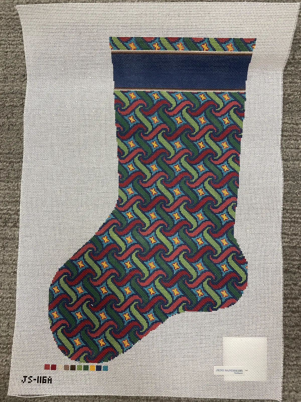 * Jeni Sandberg Js1116a  Swirl Christmas Stocking- Dark 1