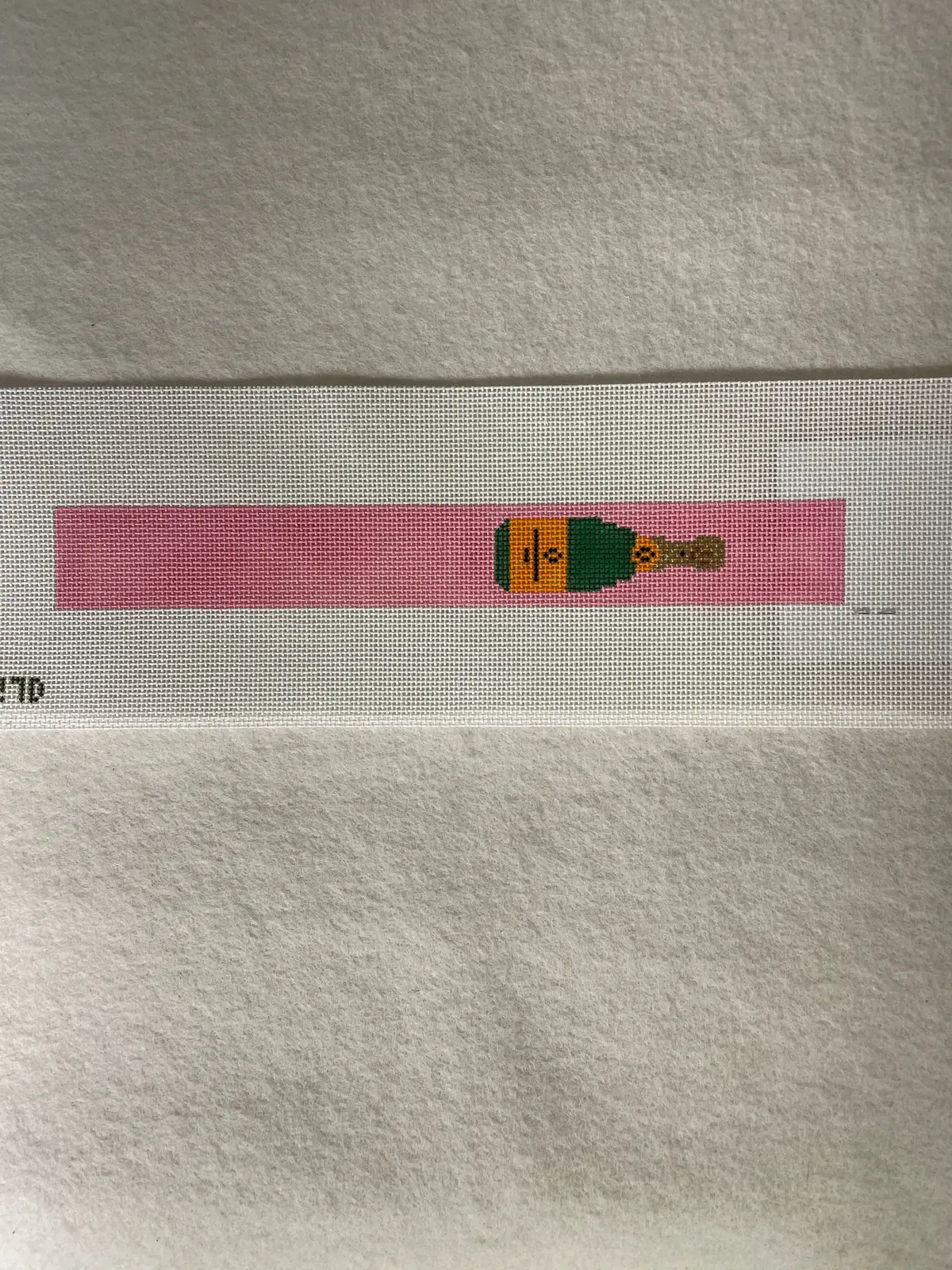 *Elm Tree Needlepoint Designs Kc226d Champagne Bottle Key Chain- Pink Loop 1
