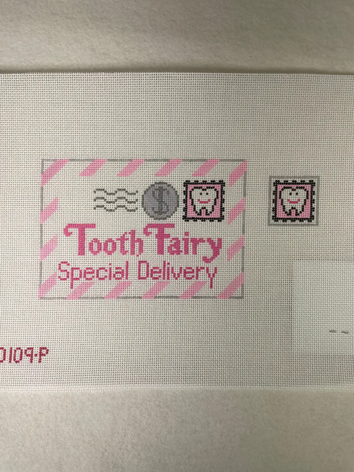 *Rachel Donley Needlepoint Rd109p Tooth Fairy Letter - Pink 1