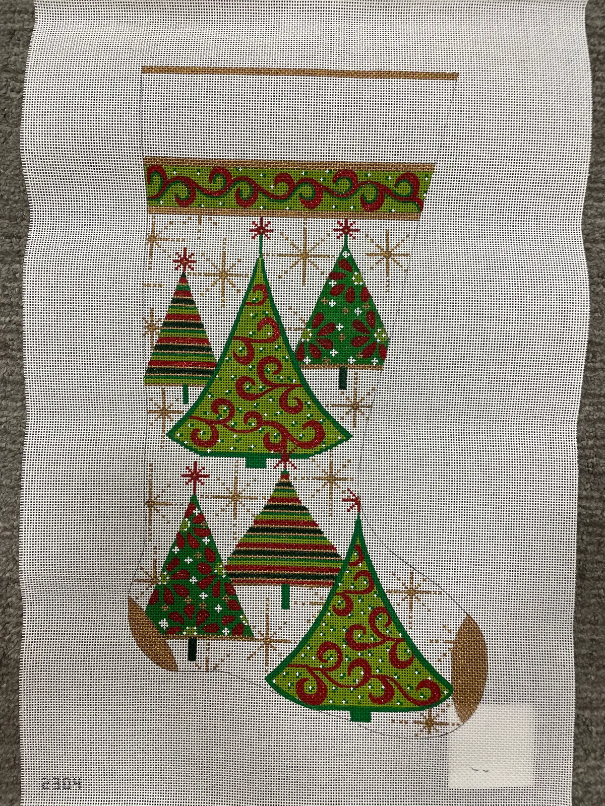 Alice Peterson 2304 Gold Christmas Tree Stocking 1