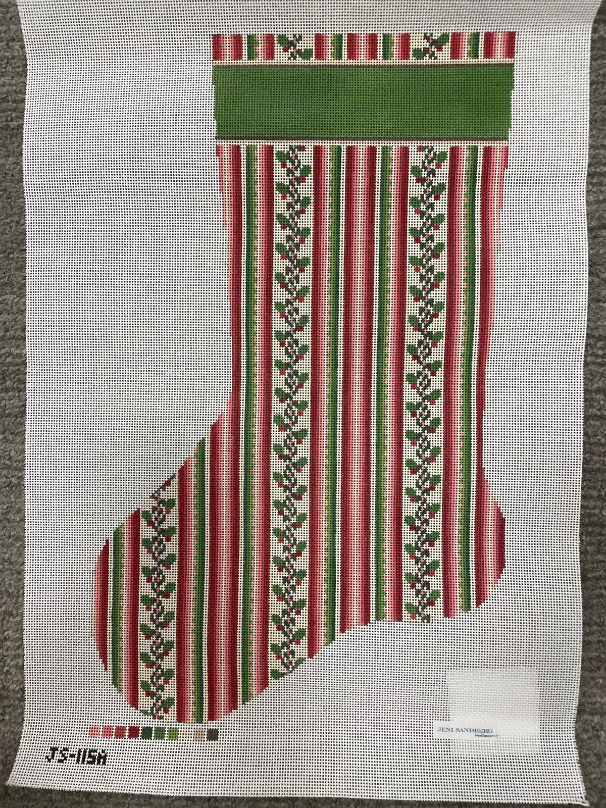 * Jeni Sandberg Js1115a French Stripe Christmas Stocking- Red 1