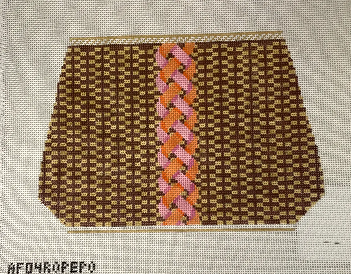 * Anne Fisher Needlepoint Af04ropepo Pink Rope Basket Clutch 1