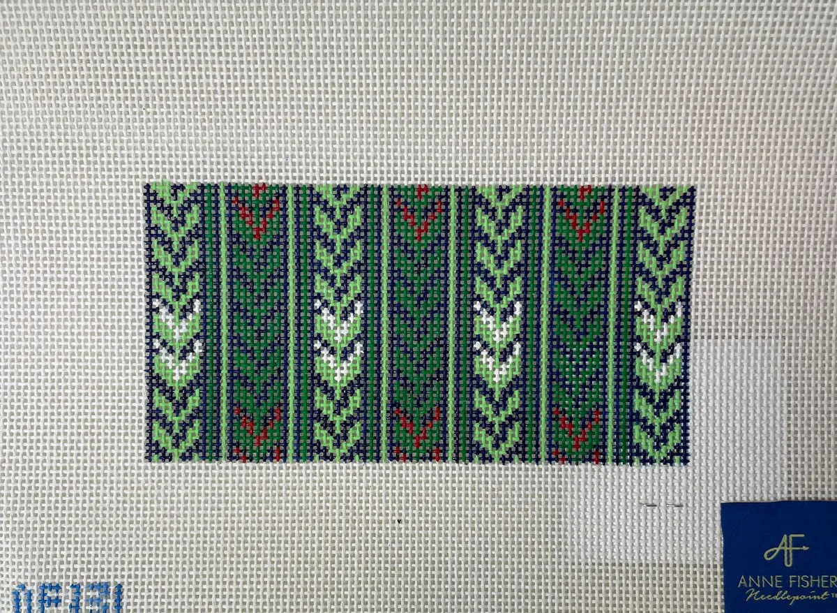 * Anne Fisher Needlepoint Af131 Navy Vine 3X6 Insert 1