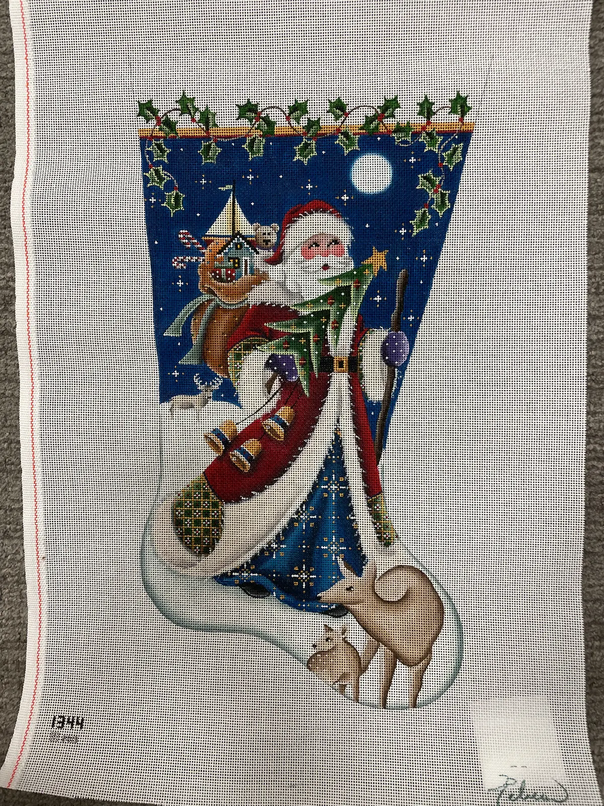 * Rebecca Wood 1344 Woodland Christmas Stocking- Right Facing 13 Mesh 1