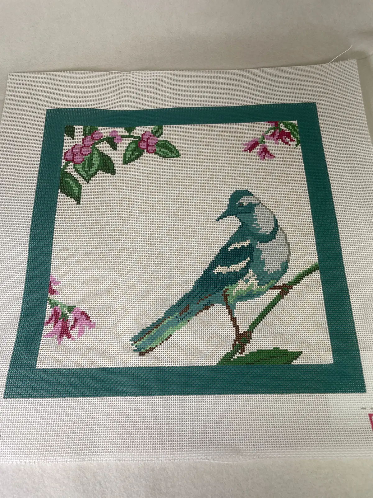 * Ann Kaye Aok196 Green Bird Companion Pillow 1
