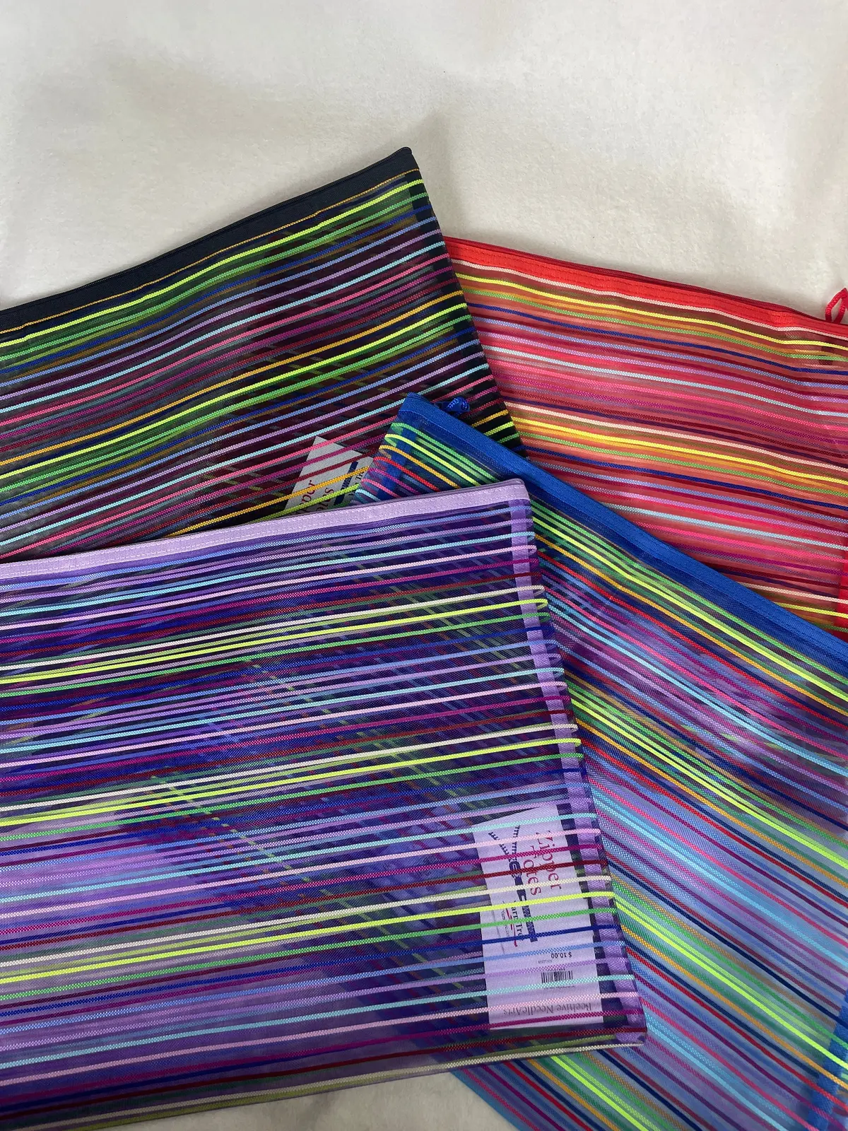 Yarn Tree Striped Zipper Totes- 13X17 (Assorted Colors) 1