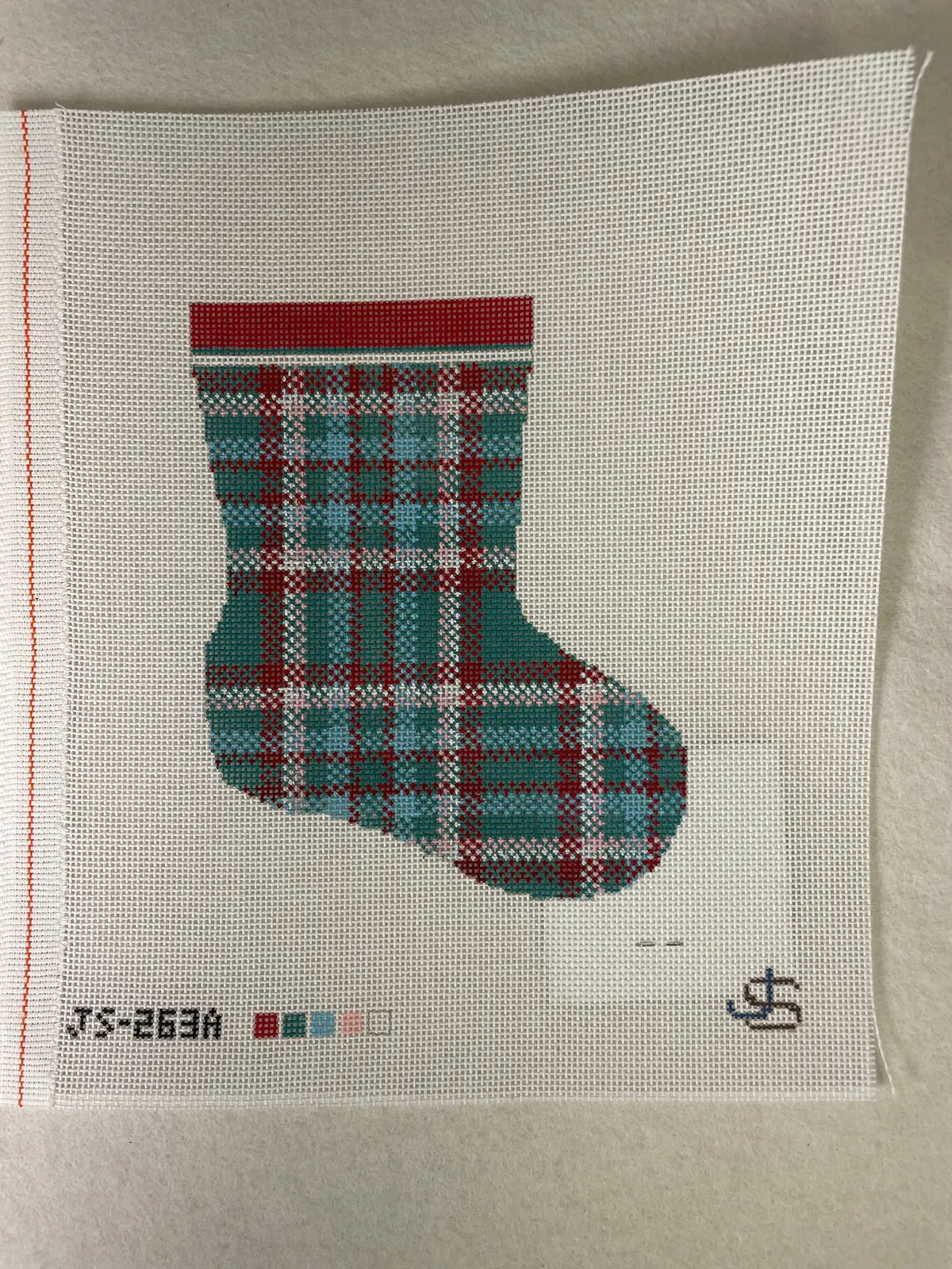 * Jeni Sandberg Js263a Plaid Mini Christmas Stocking 1
