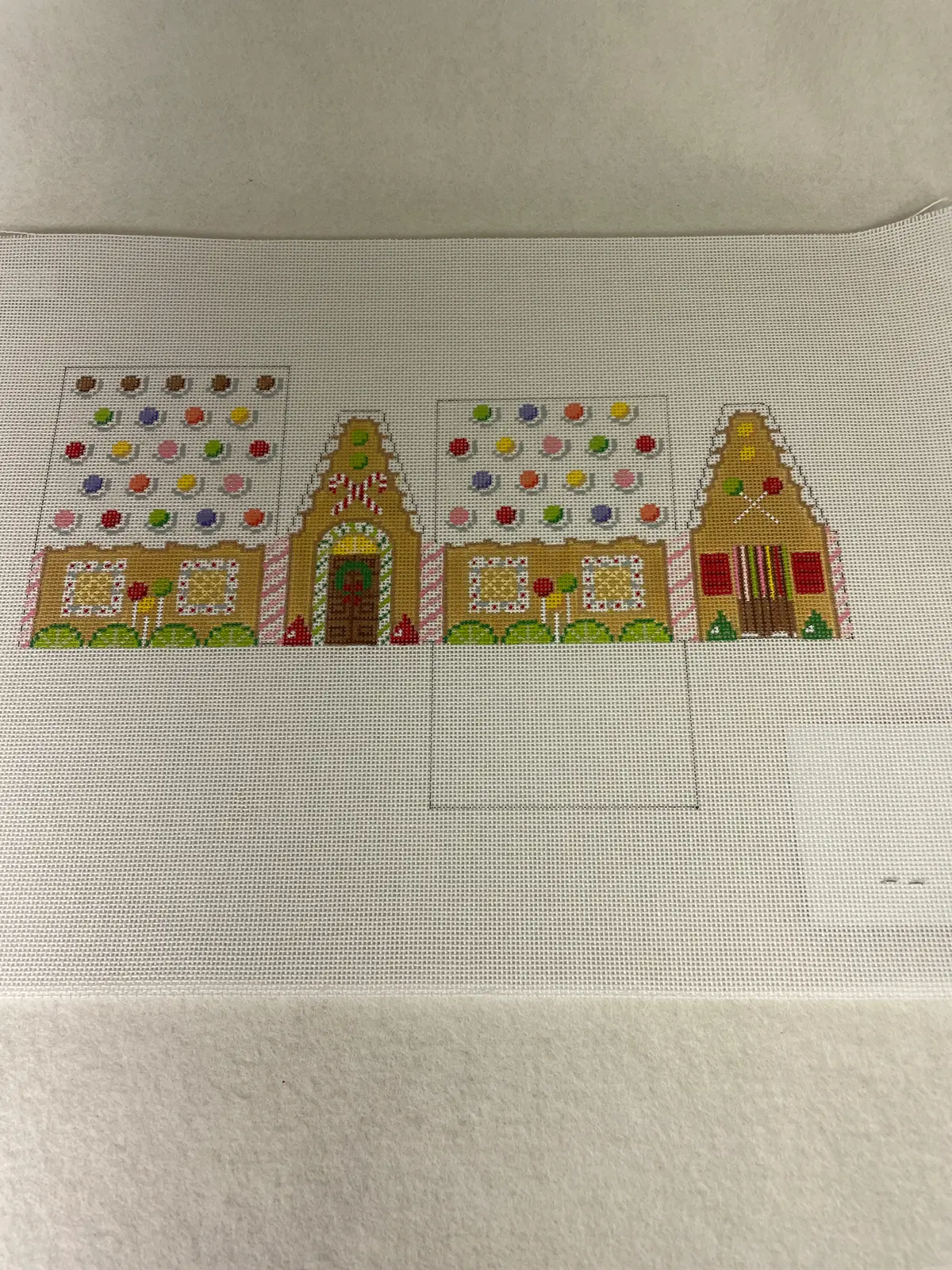 * Susan Roberts Needlepoint 5247-18 Skittles And Lime Slices Gingerbread House 1