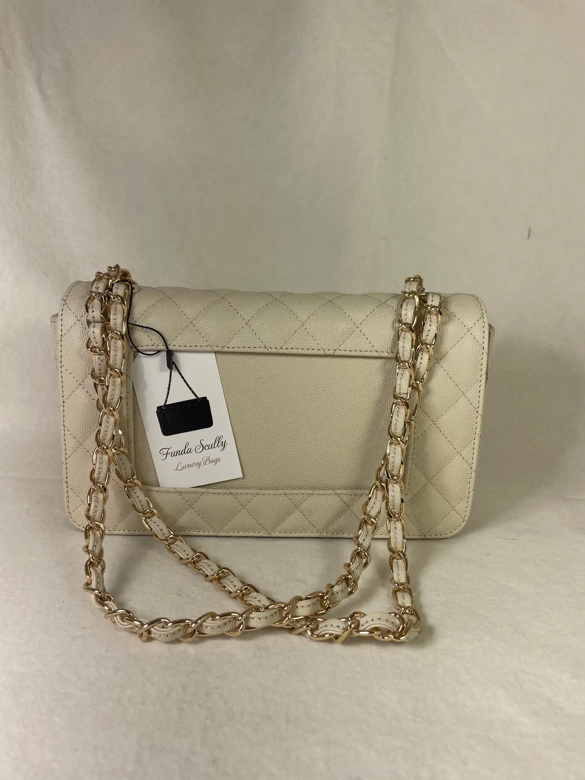 Funda Scully- The Efsun Luxury Leather Purse- Cream With Gold Hardware 1