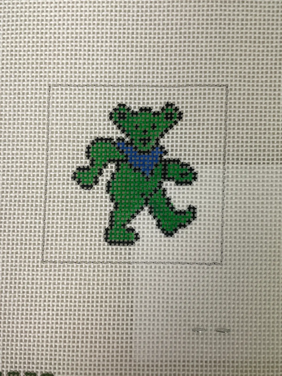 *Elm Tree Needlepoint Designs Kz020 Grateful Dead Bear Koozie- Green 1