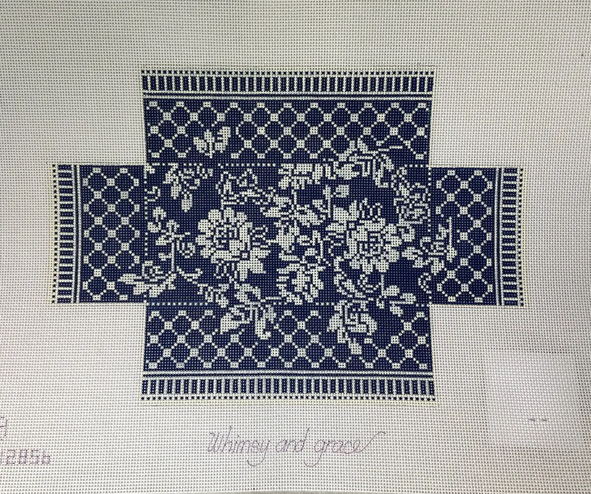 * Whimsy And Grace Wg12856 Navy Damask Brick- 13M 1