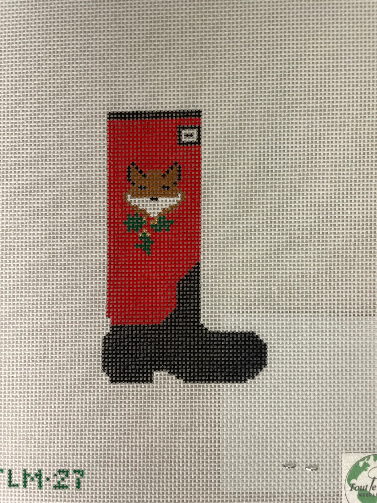 * Tout Le Monde Needlepoint Tlm27 Tally Ho Wellie- Fox And Holly 1
