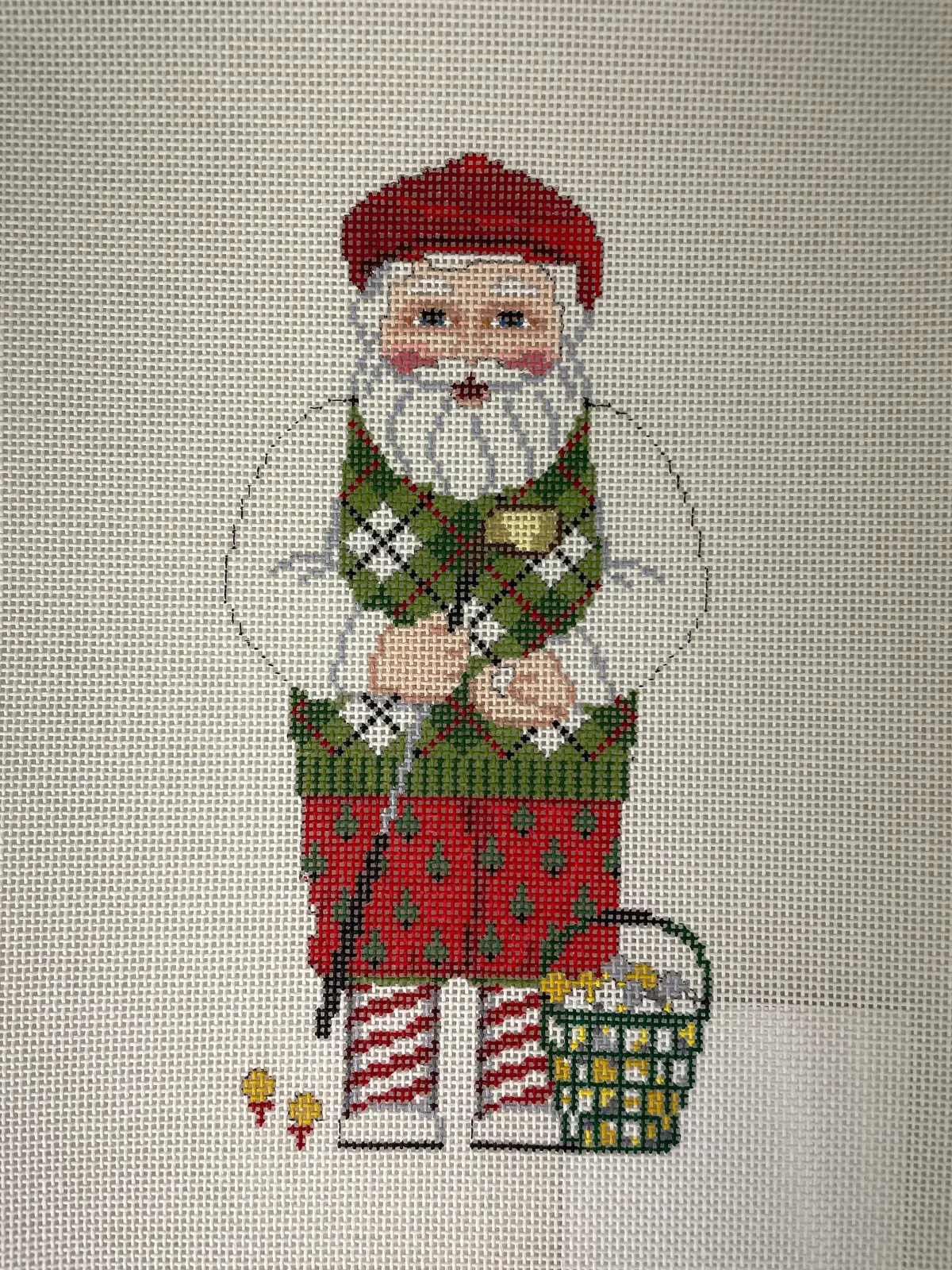 * Susan Roberts Needlepoint 1292 Santa Golfing 1