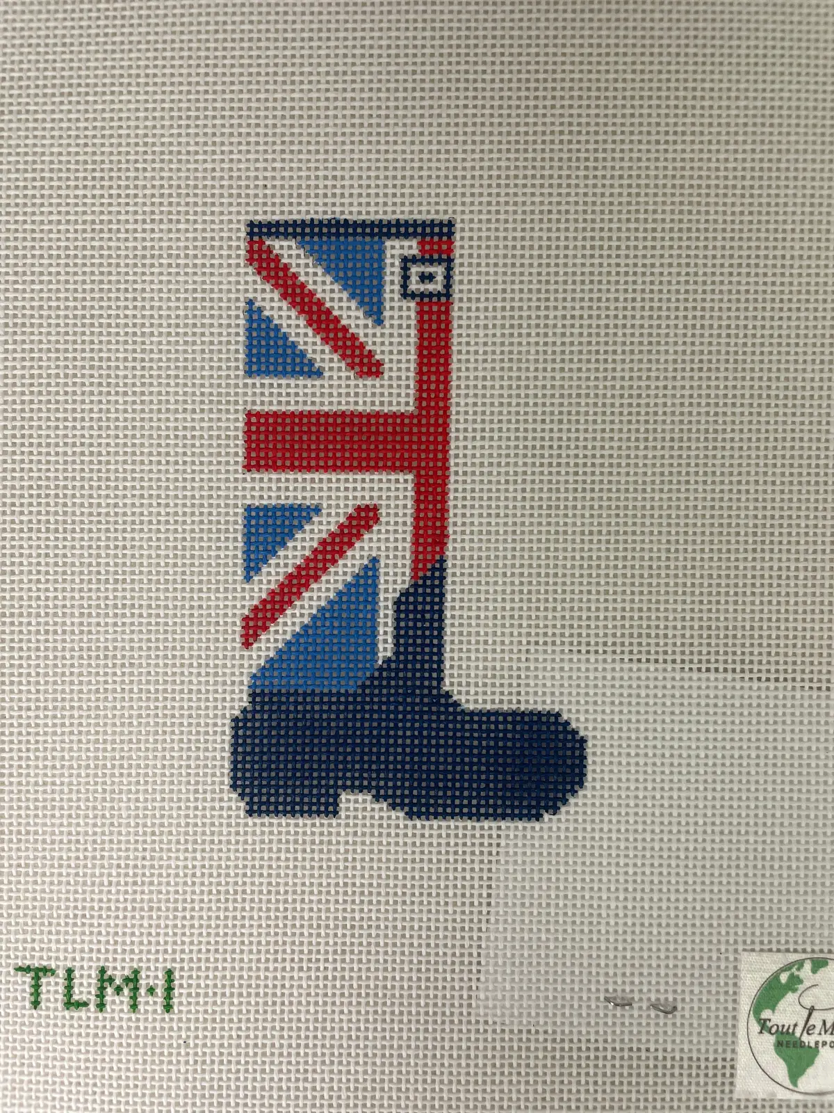 * Tout Le Monde Needlepoint Tlm1 Union Jack Wellie- Red/Bright Blue/ Navy 1