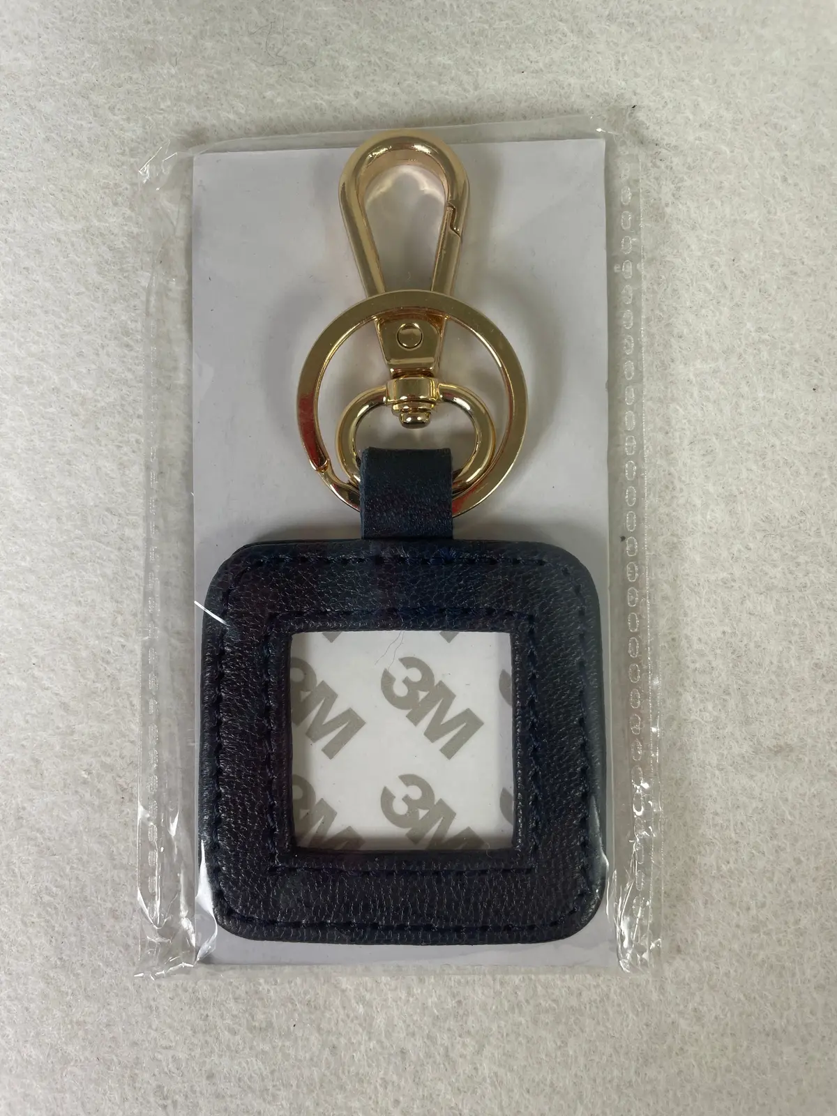 * Blue Waters Needlepoint Leather Key Fob- Black With Gold Hardware 1