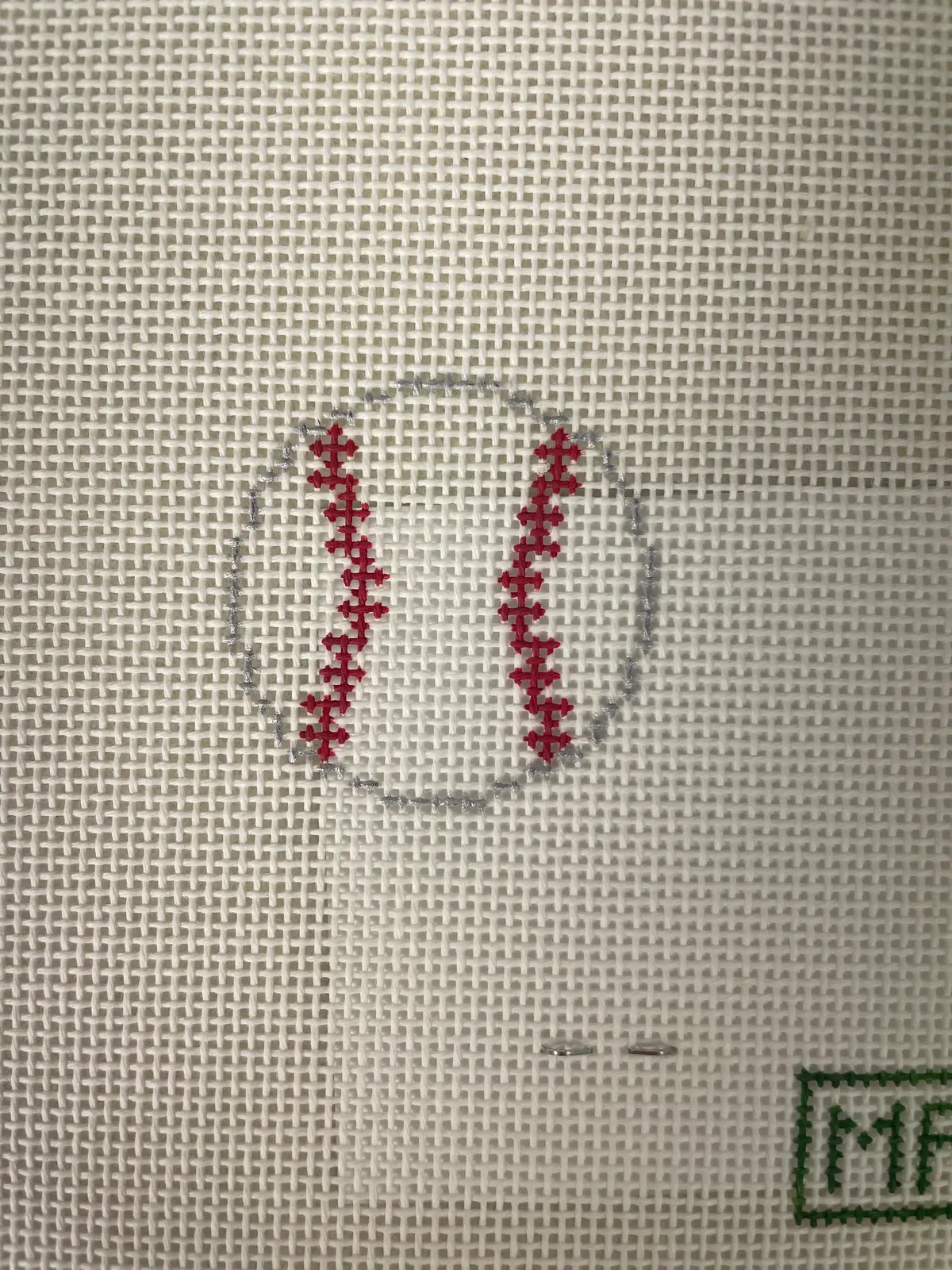 Mf Needlepoint Baseball Mini Bag Charm 1