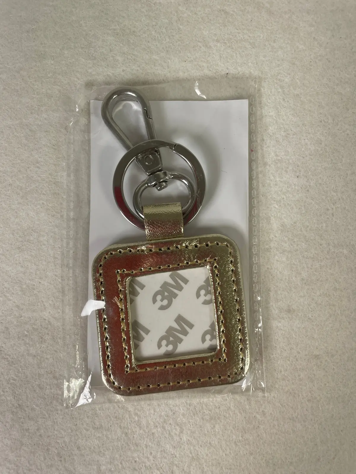 * Blue Waters Needlepoint Leather Key Fob- Metallic With Silver Hardware 1