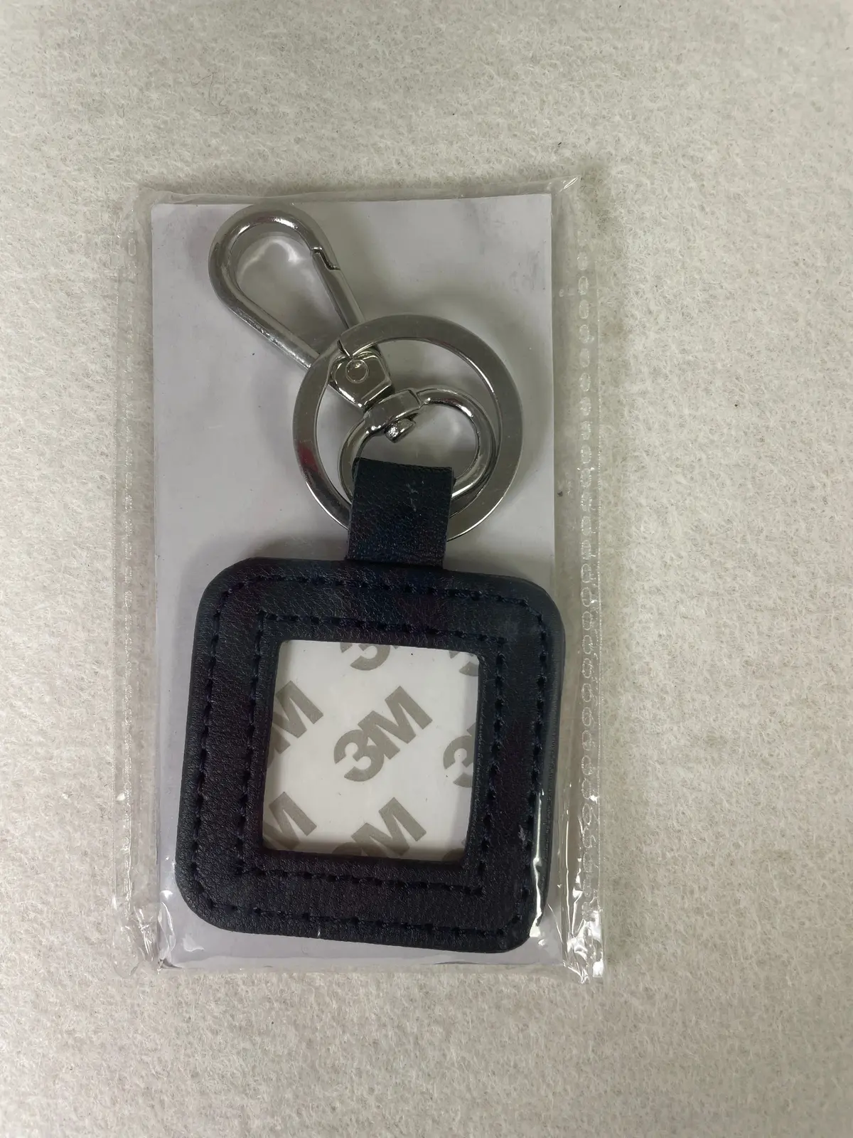* Blue Waters Needlepoint Leather Key Fob-  Navy With Silver Hardware 1