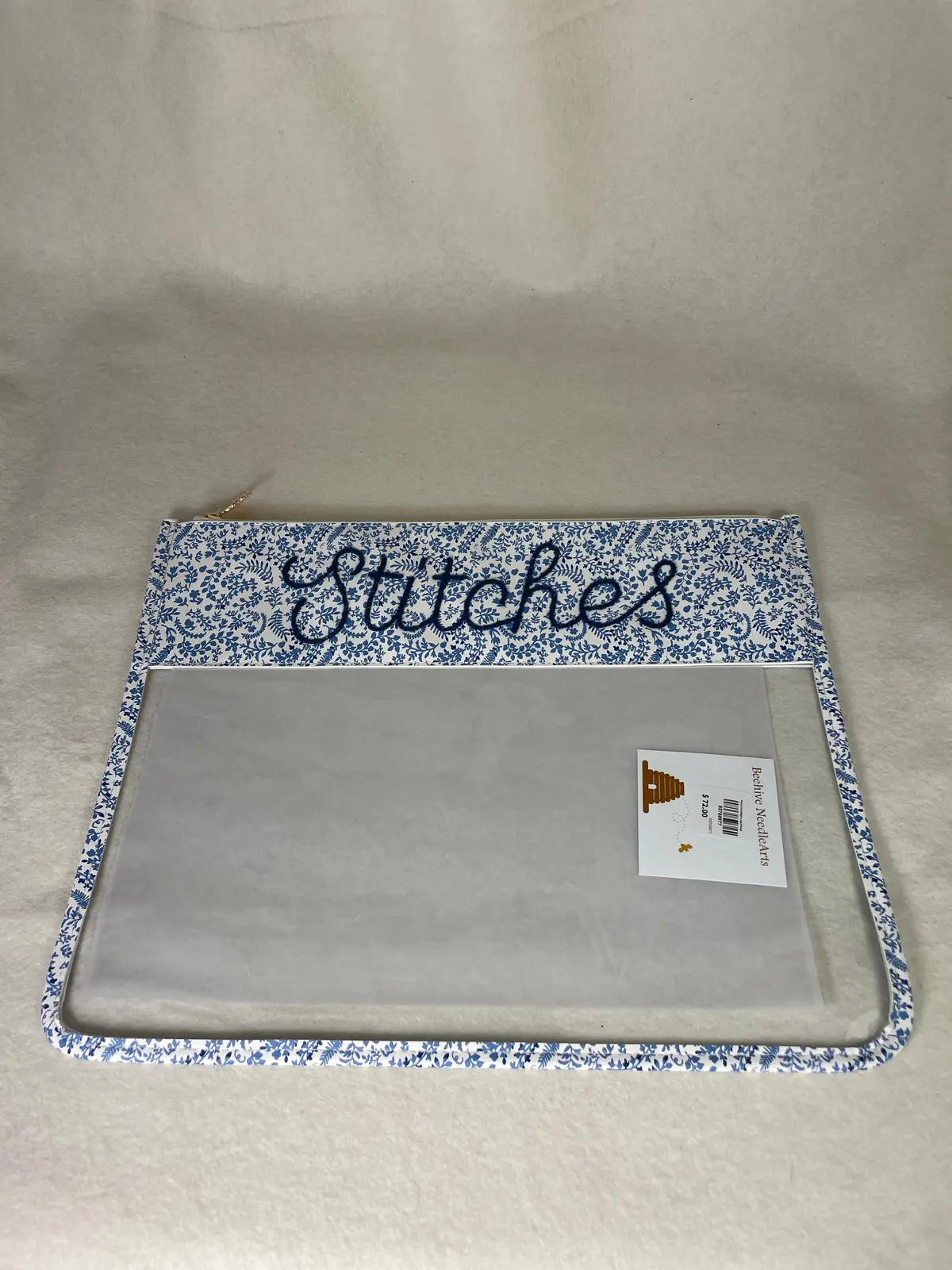 Penny Linn Designs Large Printed Stitches Clear Zip Pouch- Paisley 1