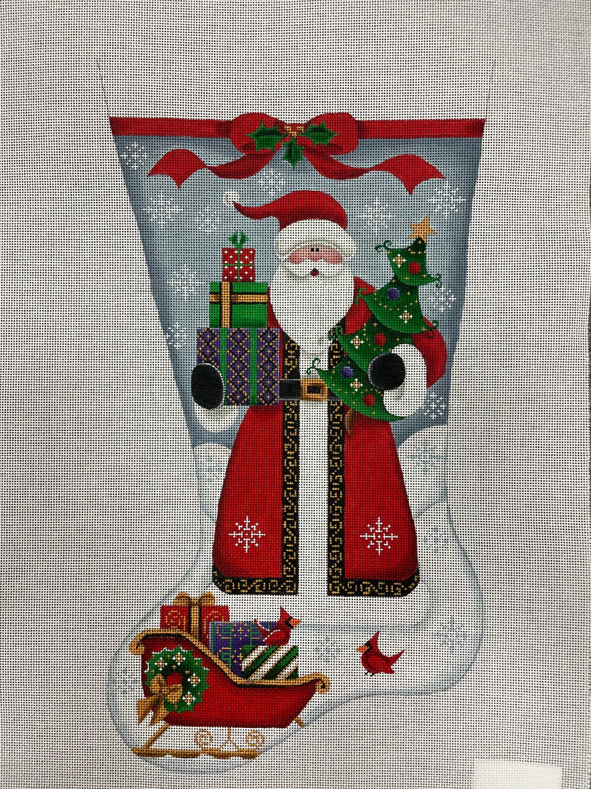 * Rebecca Wood 1382A Happy Santa Stocking- Left Facing- 13M 1