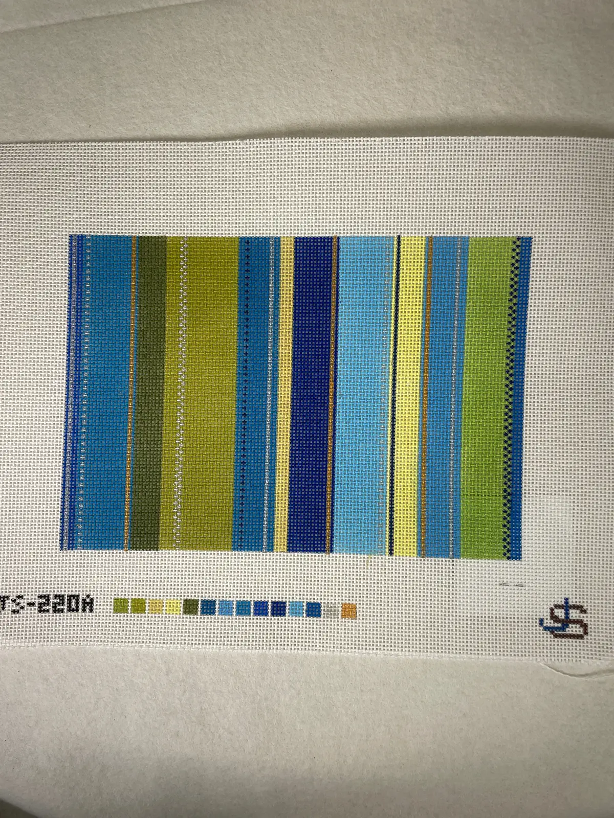 * Jeni Sandberg Js220a Tufted Stripe Clutch Canvas- Blue And Green 13M 1