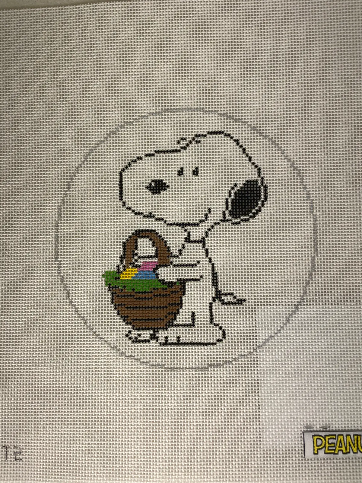 * Officially Needlepoint Pnts-East2 Snoopy With Easter Basket 1
