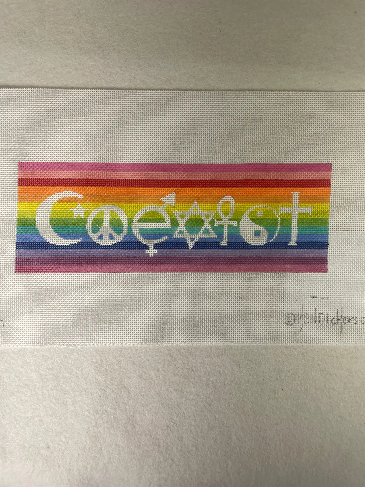 * Kate Dickerson Ss237 Coexist- International Symbols On Sparkly White On Rainbow Stripes 1